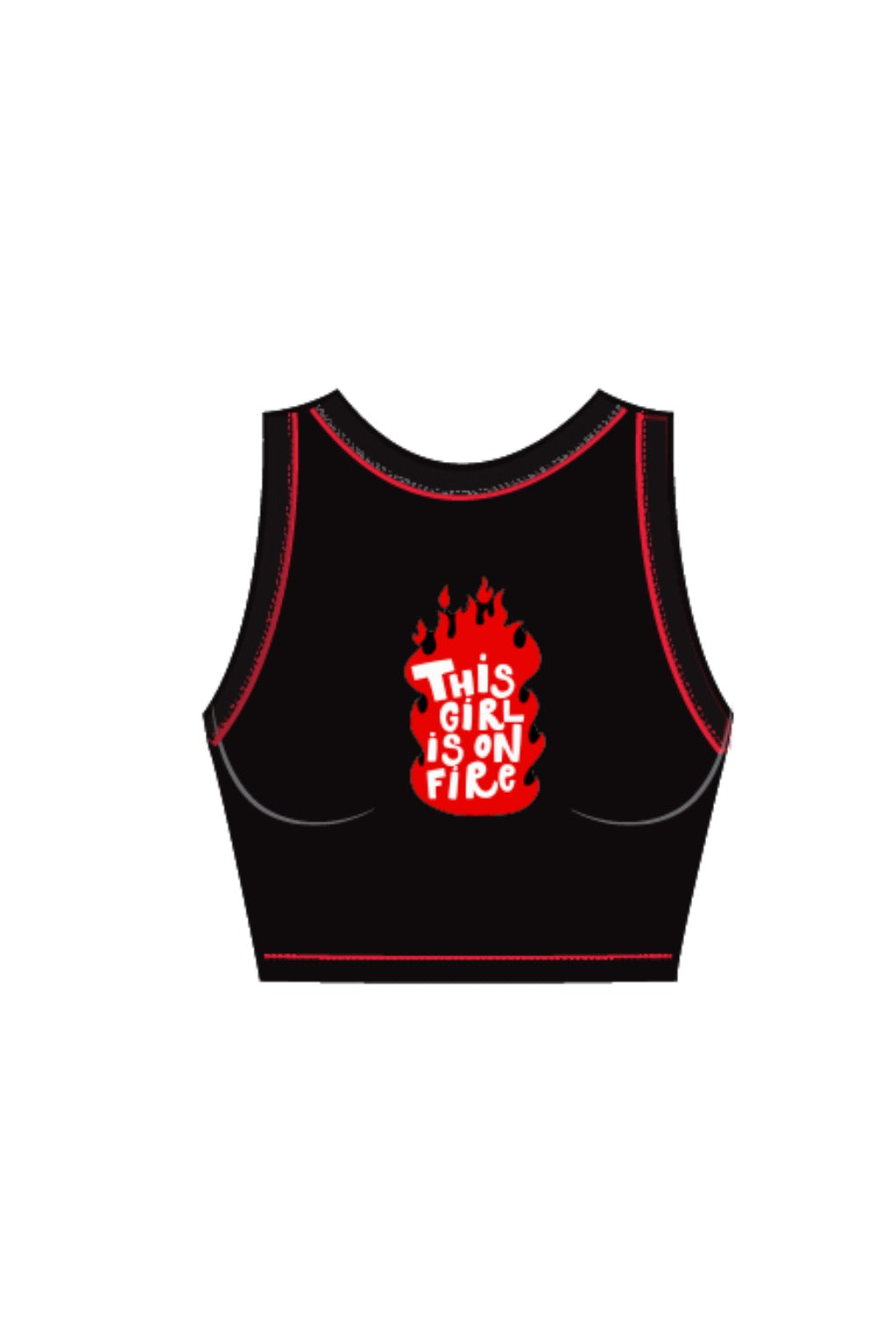 ‘GIRL ON FIRE’ SLEEVELESS CROP TOP