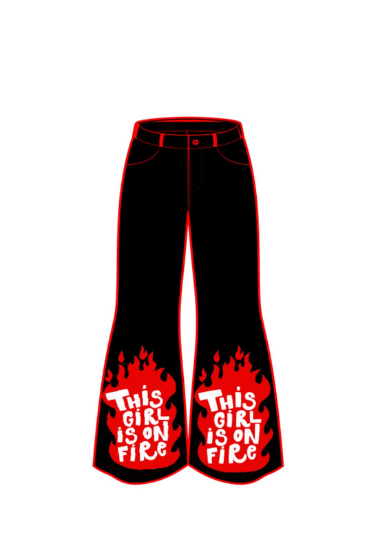 ‘GIRL ON FIRE’ DENIM FLARE PANT